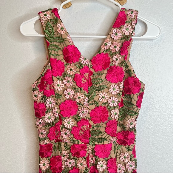Dress the Population Mina Dress XS Floral Crochet Mini Wedding Cocktail Vacation - Picture 8 of 12